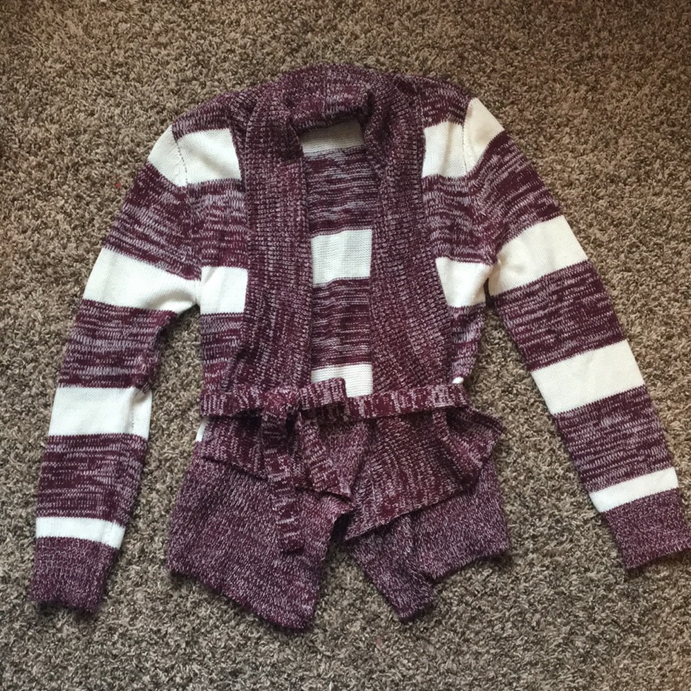 Open front, tie waste sweater